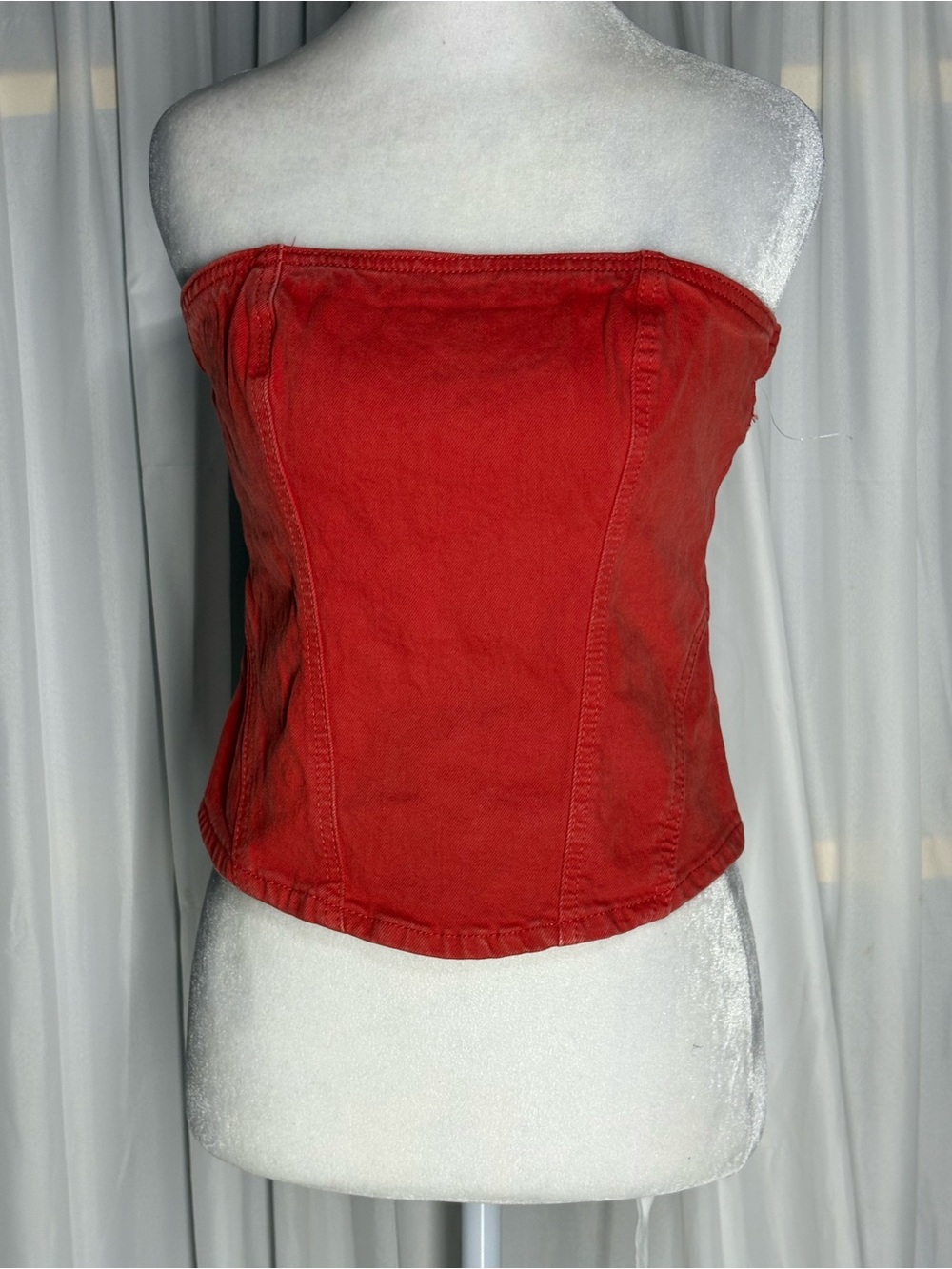 New Universal Thread Red Strapless Corset Denim Tube Top Size 4